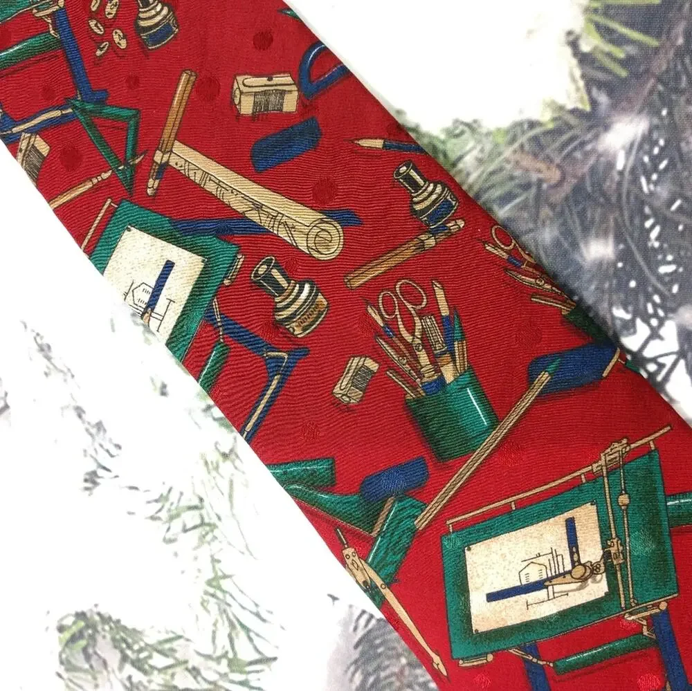 Bugatti Red Silk Architect Necktie